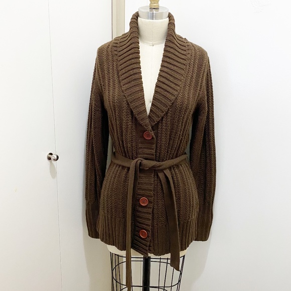 Nevada Shawl Collar Cardigan Sweater Brown S 6-8 - Picture 1 of 11